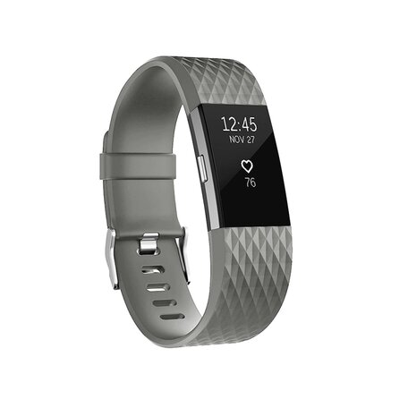 Fitbit Charge 2 siliconen bandje - Maat: Small - Donkergrijs