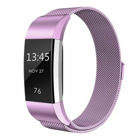 Fitbit Charge 2 milanese bandje - Maat: Large - Lila