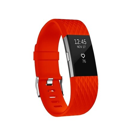 Fitbit Charge 2 siliconen bandje - Maat: Large - Rood