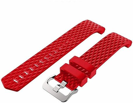 Fitbit Charge 2 siliconen bandje - Maat: Large - Rood