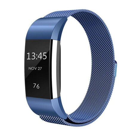 Fitbit Charge 2 milanese bandje - Maat: Large - Blauw