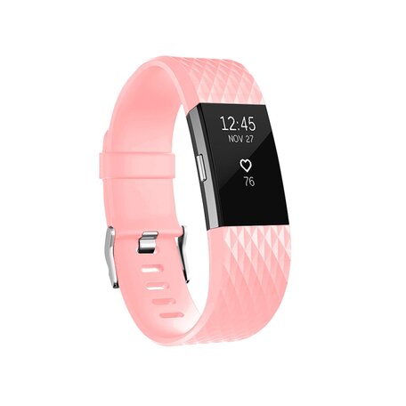 Fitbit Charge 2 siliconen bandje - Maat: Large - Roze