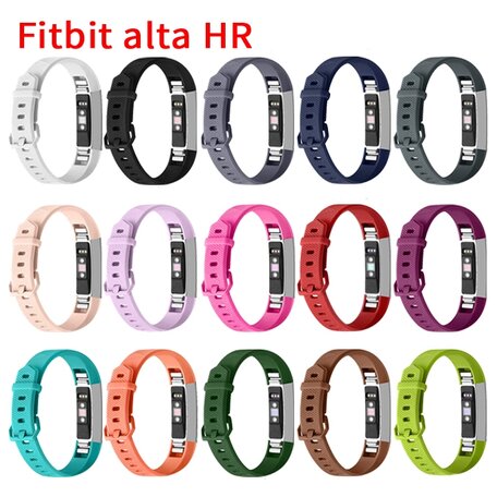 FitBit Alta HR siliconen bandje met gesp - Maat: Large - Donkergrijs