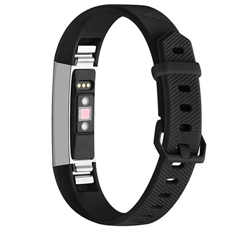 FitBit Alta HR siliconen bandje met gesp - Maat: Large - Zwart