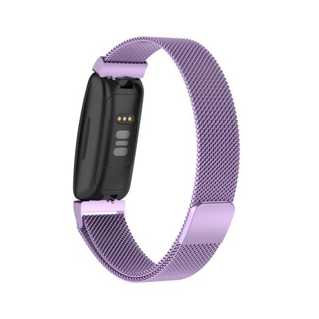 Fitbit Inspire 2 & Ace 3 Milanese bandje - Maat: Large  - Lila