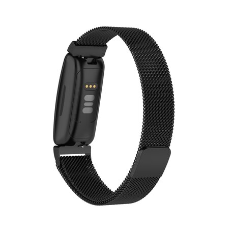 Fitbit Inspire 2 & Ace 3 Milanese bandje - Maat: Large  - Zwart