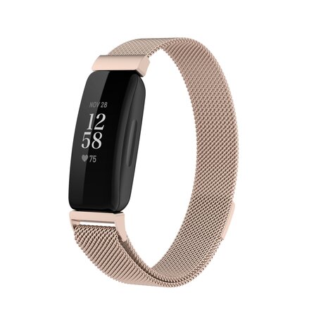Fitbit Inspire 2 & Ace 3 Milanese bandje - Maat: Small  - Vintage Goud
