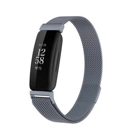 Fitbit Inspire 2 & Ace 3 Milanese bandje - Maat: Small  - Donkergrijs