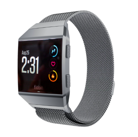 Fitbit Ionic Milanese bandje - Maat: Large - Antraciet Grijs