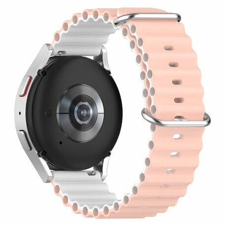 Ocean Style bandje - Lichtroze / wit - Samsung Galaxy Watch 5 Pro - 45mm