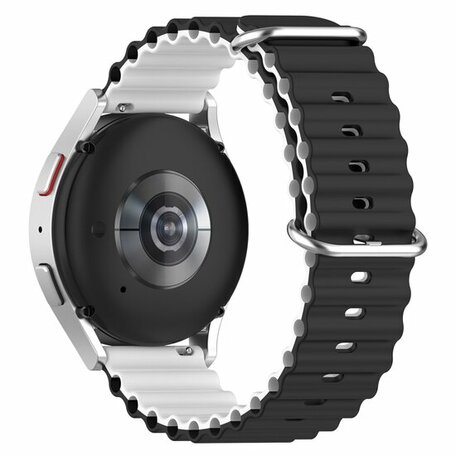 Ocean Style bandje - Zwart / wit - Samsung Galaxy Watch 5 Pro - 45mm
