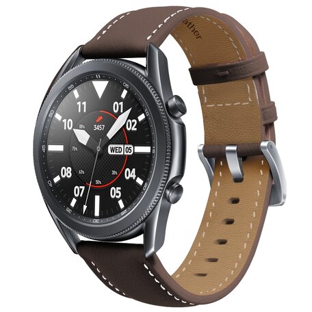 Premium Leather bandje - Donkerbruin - Samsung Galaxy Watch 5 Pro - 45mm