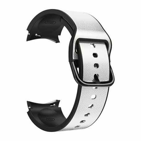2 in 1 siliconen/ leren bandje - Grijs - Samsung Galaxy Watch 5 Pro - 45mm