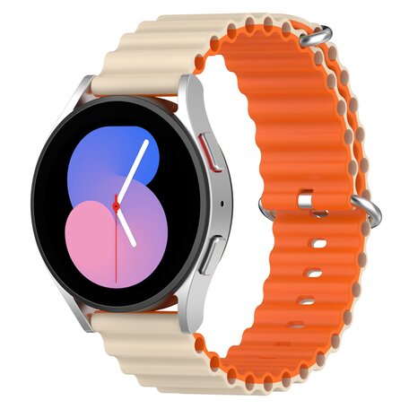 Ocean Style bandje - Beige / oranje - Samsung Galaxy Watch 4 - 40mm & 44mm