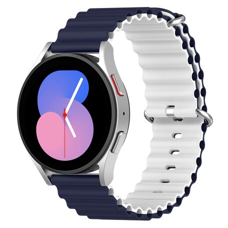 Ocean Style bandje - Donkerblauw / wit - Samsung Galaxy Watch 4 - 40mm & 44mm