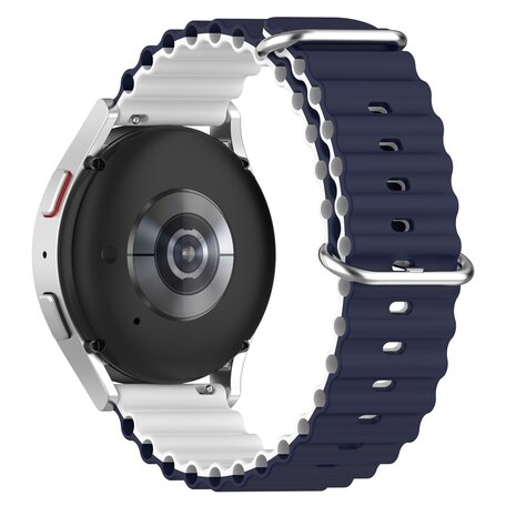 Ocean Style bandje - Donkerblauw / wit - Samsung Galaxy Watch 4 - 40mm & 44mm
