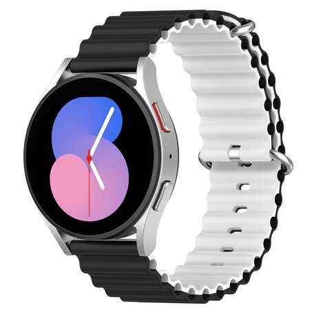 Ocean Style bandje - Zwart / wit - Samsung Galaxy Watch 4 - 40mm & 44mm