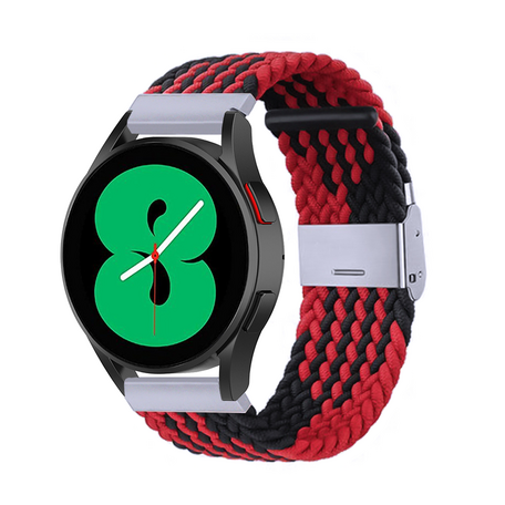 Braided nylon bandje - Rood / zwart - Samsung Galaxy Watch 4 - 40mm / 44mm