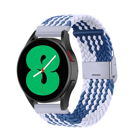 Braided nylon bandje - Blauw / wit - Samsung Galaxy Watch 4 - 40mm / 44mm