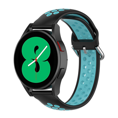 Siliconen sportbandje met gesp - Zwart + blauw - Samsung Galaxy Watch 4 - 40mm / 44mm