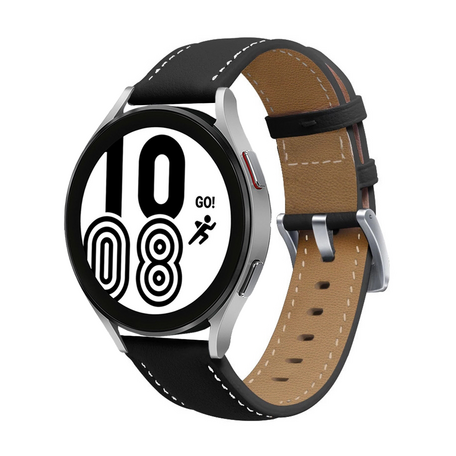 Premium Leather bandje - Zwart - Samsung Galaxy Watch 4 - 40mm & 44mm