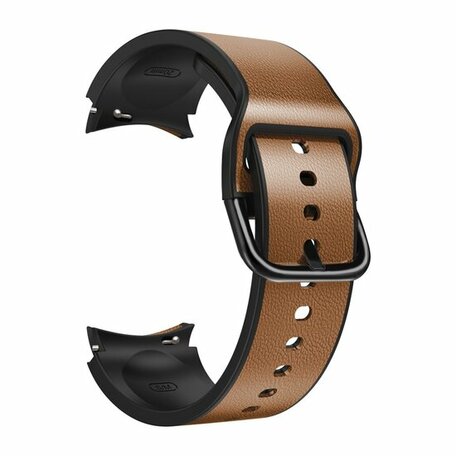 2 in 1 siliconen/ leren bandje - Bruin - Samsung Galaxy Watch 4 - 40mm & 44mm