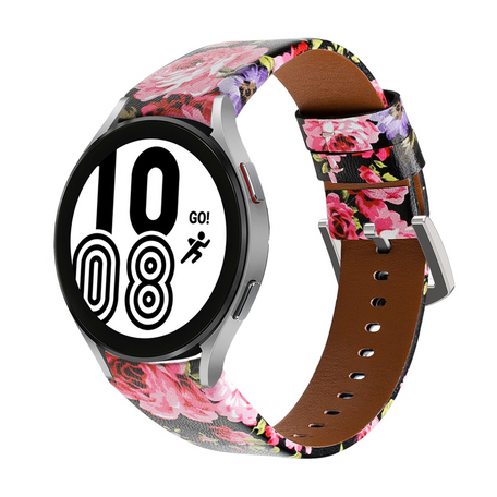 leren bandje - Bloemenprint - Samsung Galaxy Watch 4 - 40mm & 44mm