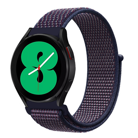 Sport Loop nylon bandje - Navy / donkerpaars gemêleerd - Samsung Galaxy Watch 4 - 40mm / 44mm