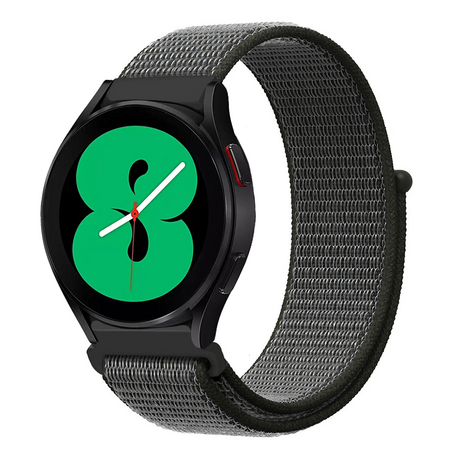 Sport Loop nylon bandje - Donkergroen met grijze band - Samsung Galaxy Watch 4 - 40mm / 44mm