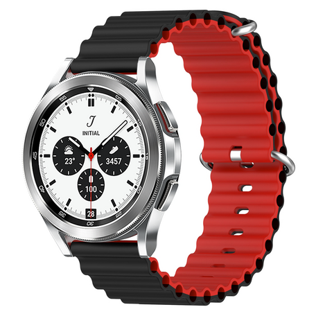 Ocean Style bandje - Zwart / rood - Samsung Galaxy Watch 4 Classic - 42mm & 46mm