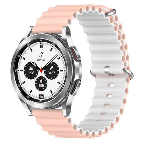 Ocean Style bandje - Lichtroze / wit - Samsung Galaxy Watch 4 Classic - 42mm & 46mm