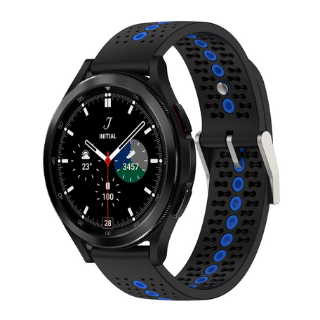 Dot Pattern bandje - Zwart met blauw - Samsung Galaxy Watch 4 Classic - 42mm & 46mm