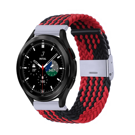 Braided nylon bandje - Rood / zwart - Samsung Galaxy Watch 4 Classic - 42mm / 46mm