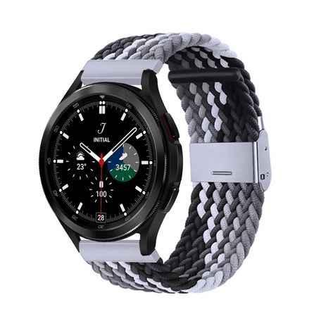 Braided nylon bandje - Grijs / zwart - Samsung Galaxy Watch 4 Classic - 42mm / 46mm