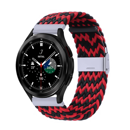 Braided nylon bandje - Rood / zwart - Samsung Galaxy Watch 4 Classic - 42mm / 46mm