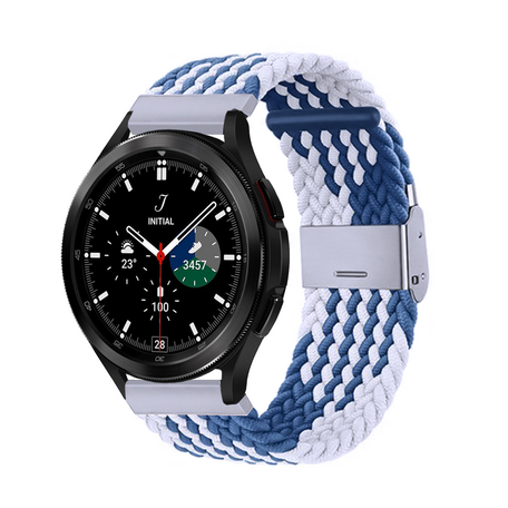Braided bandje - Blauw / wit - Samsung Galaxy Watch 4 Classic - 42mm / 46mm
