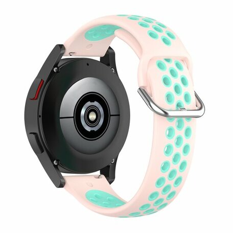 Siliconen sportbandje met gesp - Roze + turquoise - Samsung Galaxy Watch 4 Classic - 42mm & 46mm