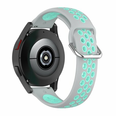 Siliconen sportbandje met gesp - Grijs + turquoise - Samsung Galaxy Watch 4 Classic - 42mm & 46mm