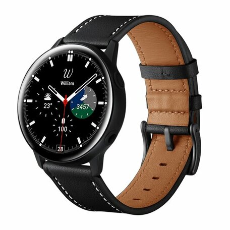 lederen bandje - Zwart - Samsung Galaxy Watch 4 Classic - 42mm & 46mm