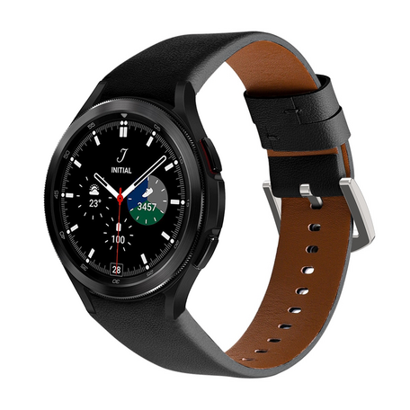 leren bandje - Zwart - Samsung Galaxy Watch 4 Classic - 42mm & 46mm