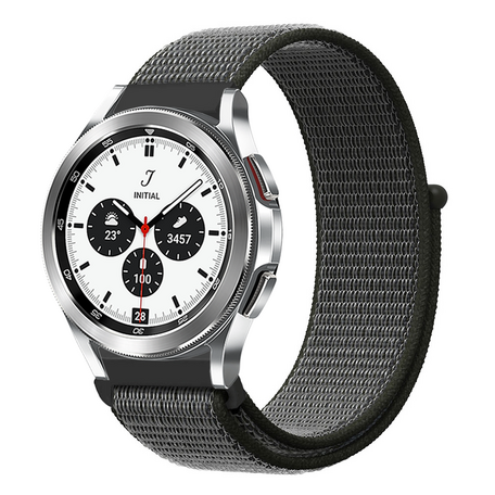 Sport Loop nylon bandje - Donkergroen met grijze band - Samsung Galaxy Watch 4 Classic - 42mm / 46mm