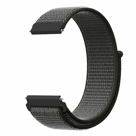 Sport Loop nylon bandje - Donkergroen met grijze band - Samsung Galaxy Watch 4 Classic - 42mm / 46mm