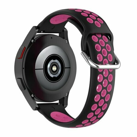 Siliconen sportbandje met gesp - Zwart + roze - Samsung Galaxy Watch 3 - 45mm