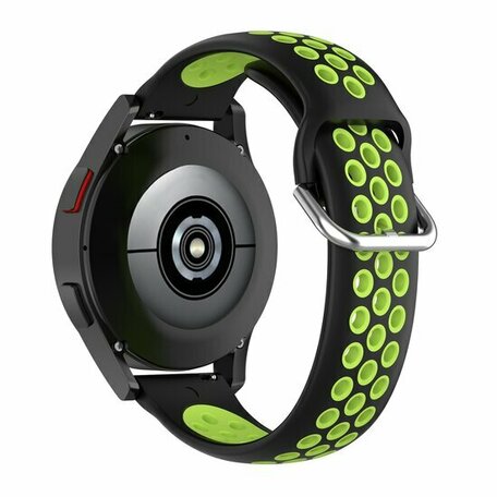 Siliconen sportbandje met gesp - Zwart + groen - Samsung Galaxy Watch 3 - 45mm