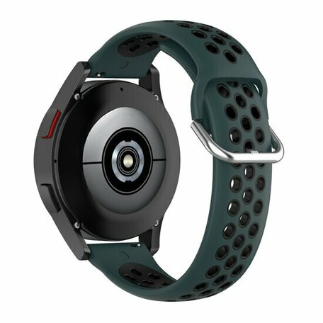 Siliconen sportbandje met gesp - Donkergroen + zwart - Samsung Galaxy Watch 3 - 45mm