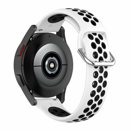 Siliconen sportbandje met gesp - Wit + zwart - Samsung Galaxy Watch 3 - 45mm