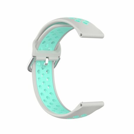 Siliconen sportbandje met gesp - Grijs + turquoise - Samsung Galaxy Watch 3 - 41mm