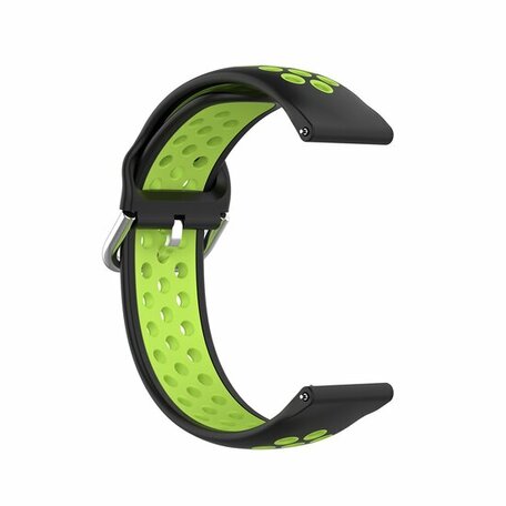 Siliconen sportbandje met gesp - Zwart + groen - Samsung Galaxy Watch 3 - 41mm