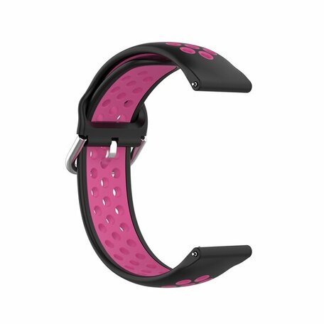 Siliconen sportbandje met gesp - Zwart + roze - Samsung Galaxy Watch 3 - 41mm