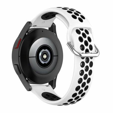 Siliconen sportbandje met gesp - Wit + zwart - Samsung Galaxy Watch 3 - 41mm